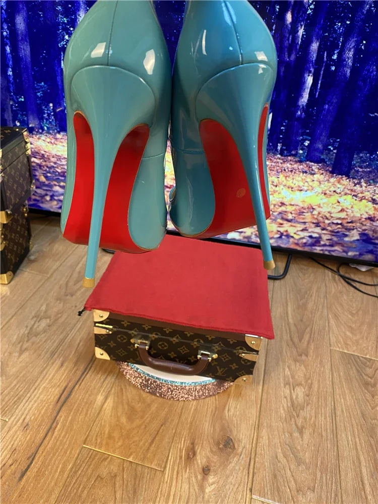 Pointed Patent Leather Slim High Heel Pumps for Women