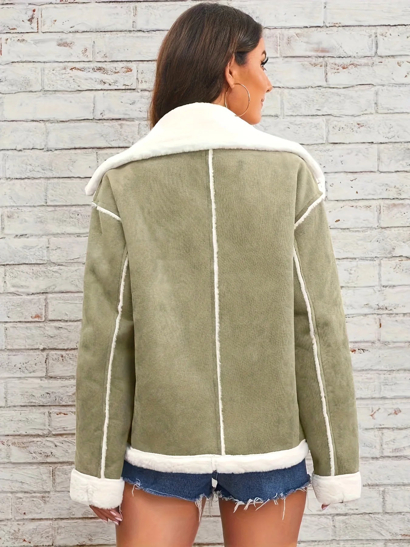 Turn Down Collar Shearling Jacket