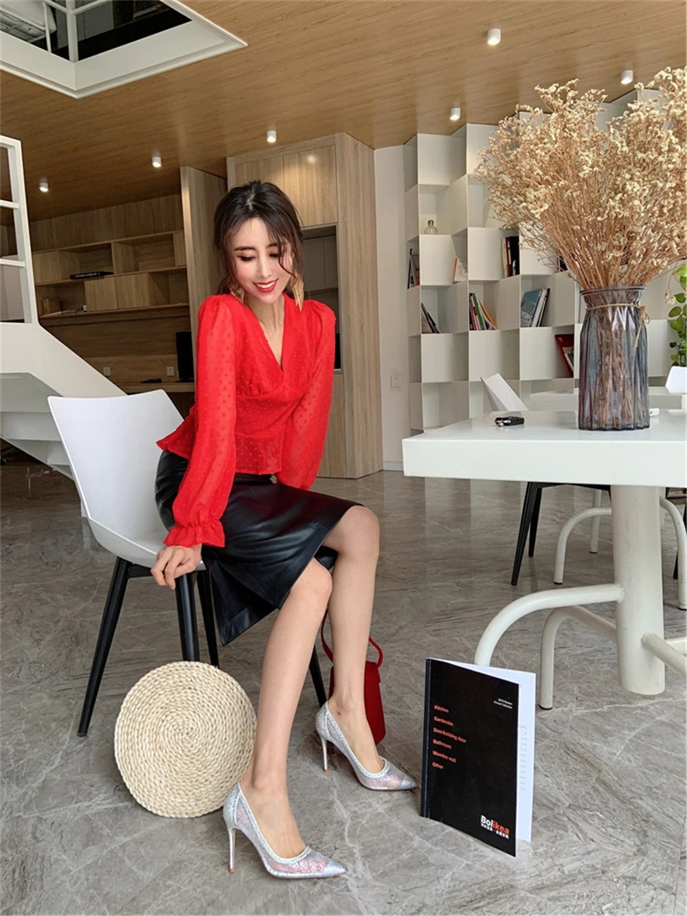 Rhinestone Mesh Pointed Toe Thin High Heels for Women