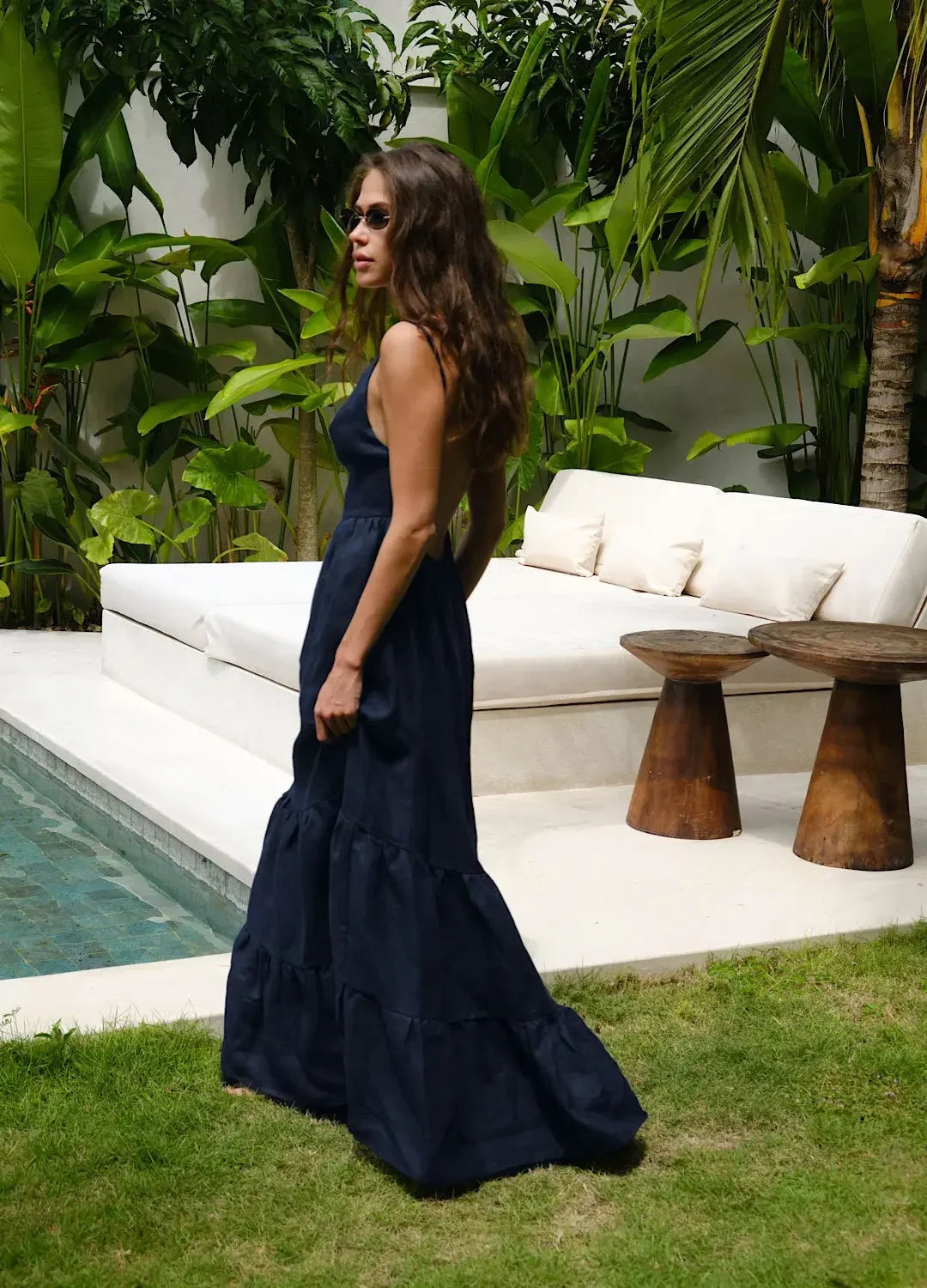 Loose Backless A Line Cotton Beach Maxi Dress for Women