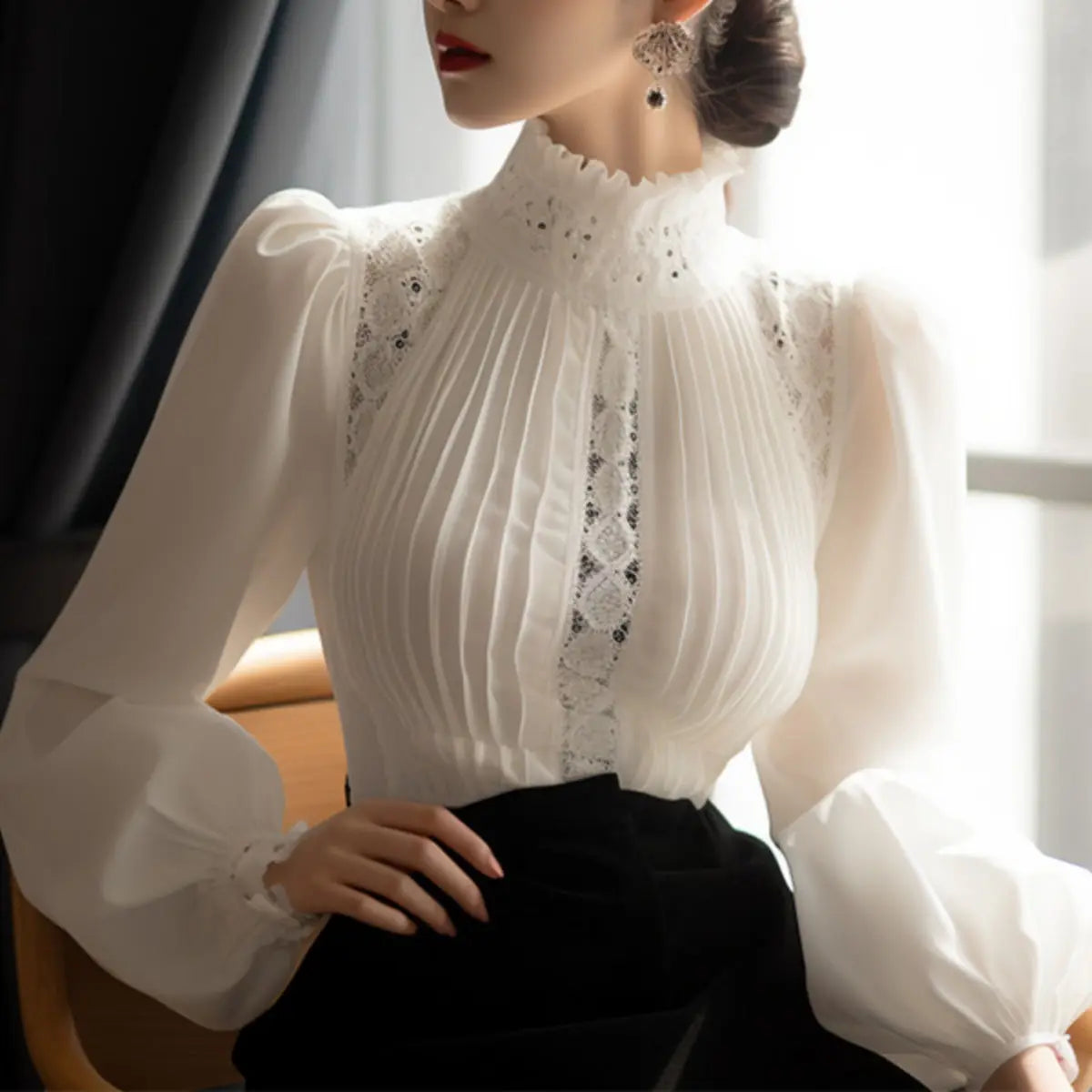 Versatile Casual White Puff Sleeve Blouse For Women