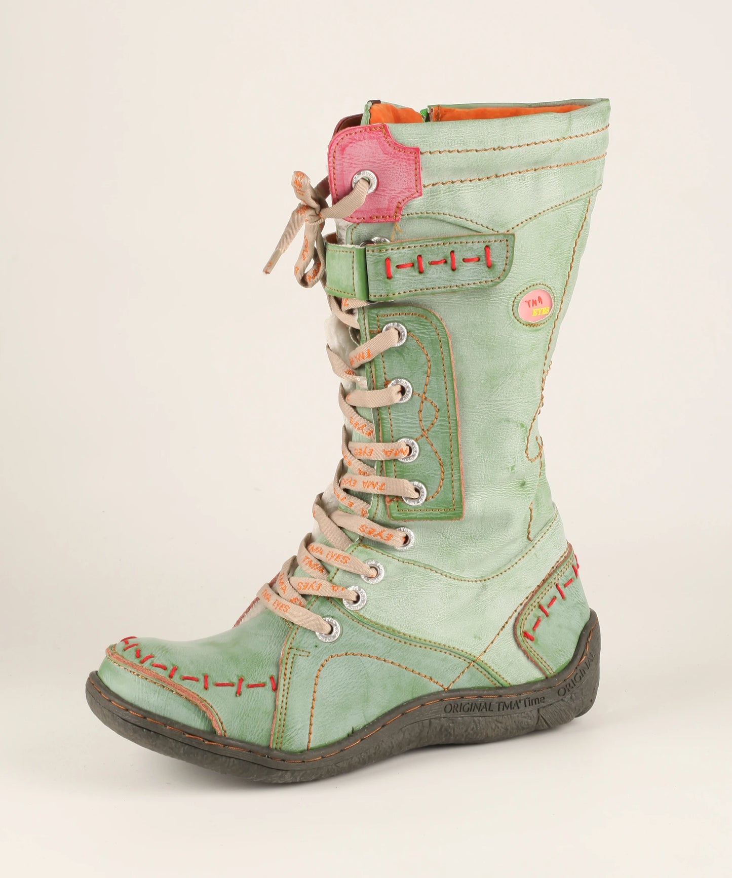Hand Stitched Leather Mid Calf Boots