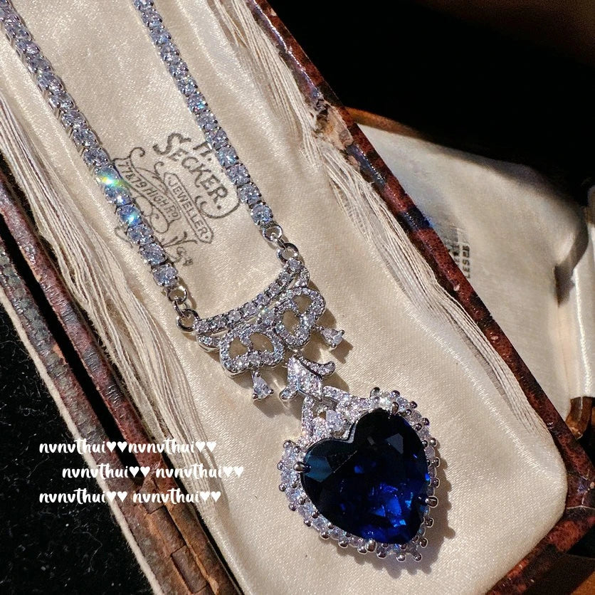 Elegant Blue Cubic Zirconia Bridal Jewelry Set for Women