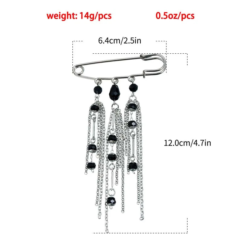 Layered Pearl Heart and Star Tassel Brooch for Women