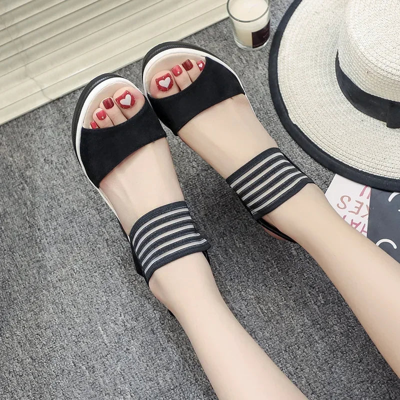 Air Mesh Platform Wedge Sandals