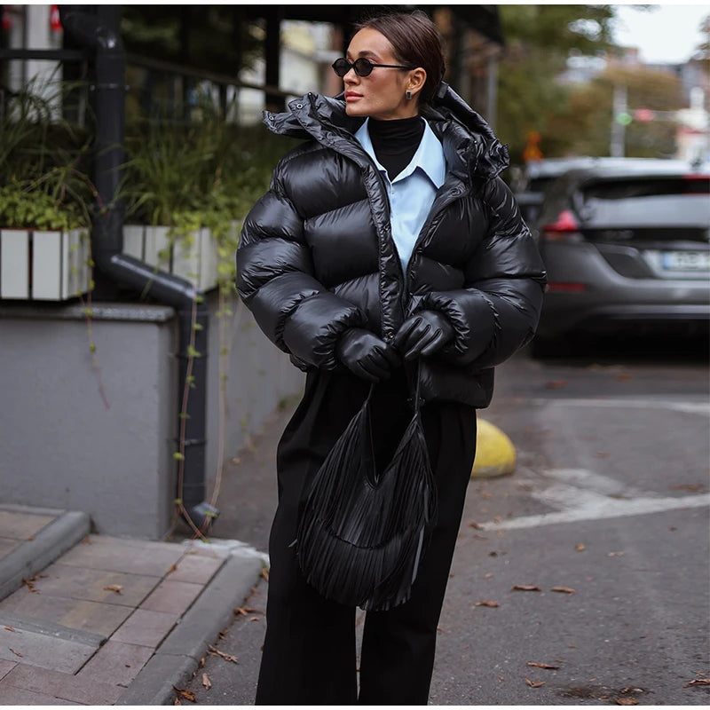 Detachable Hood Cropped Padded Winter Jacket for Women