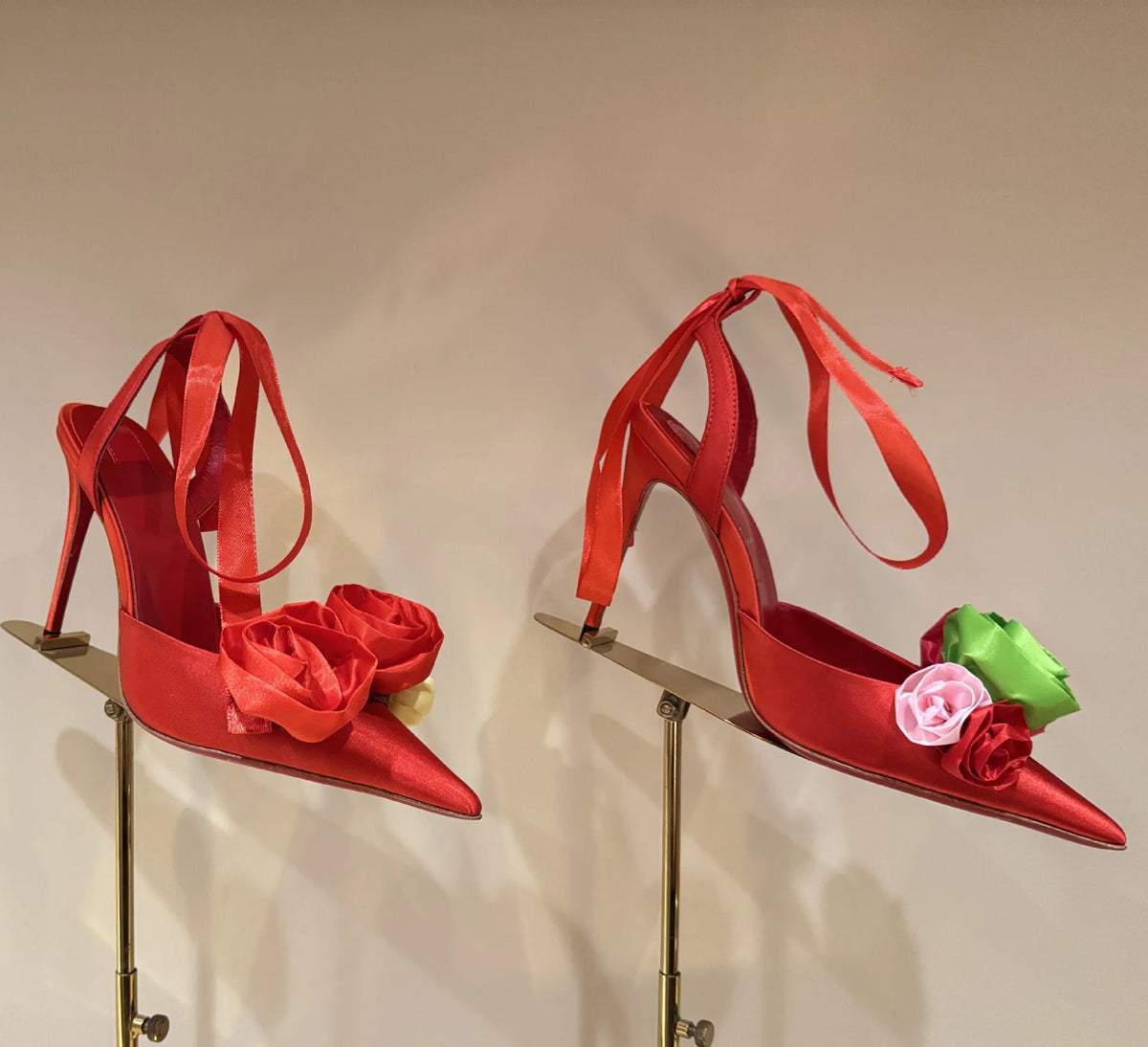 Rose Flower Pointed Toe High Heel Sandals for Women