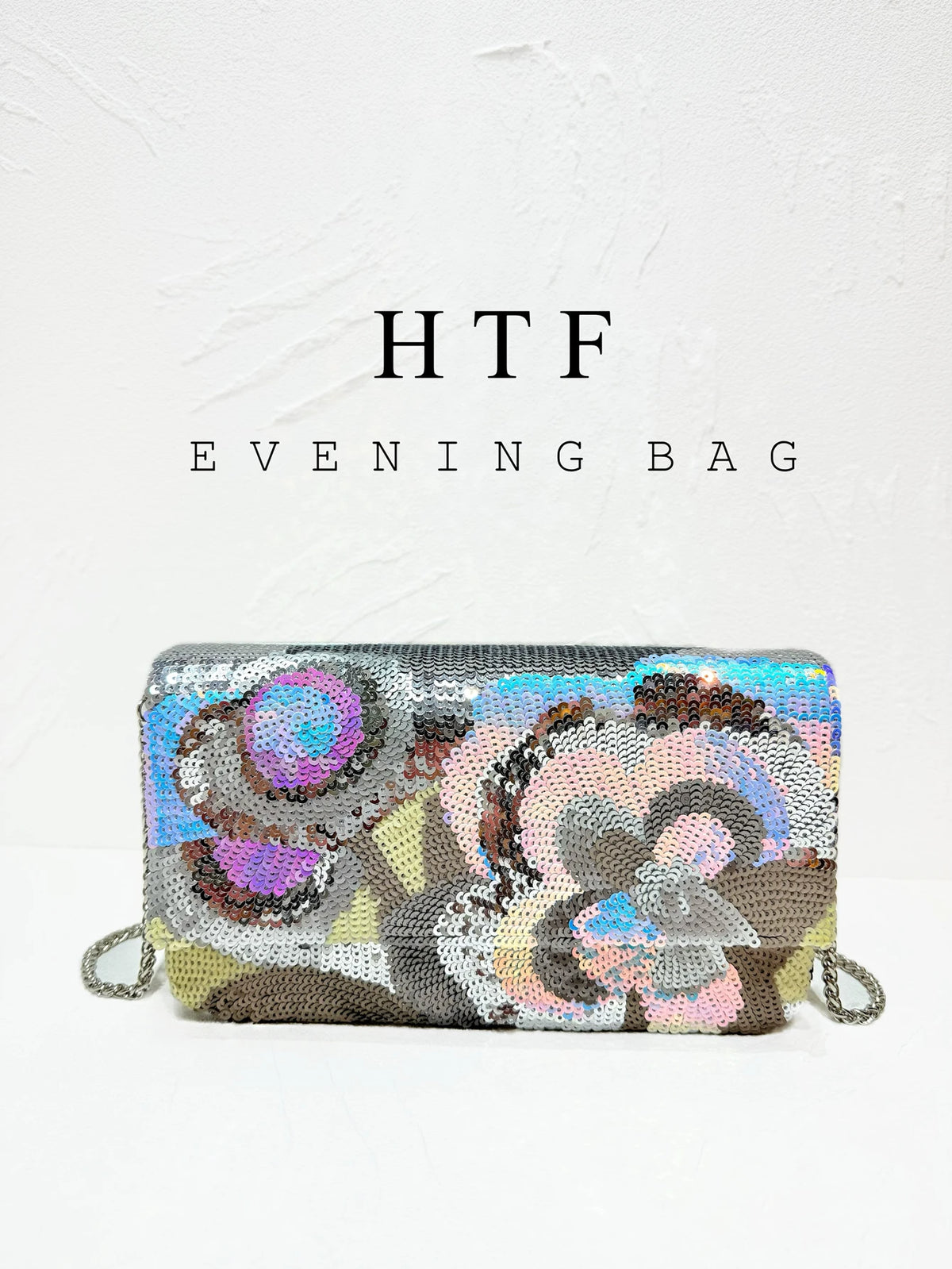 Sequin Floral Embroidered Clutch Bag With Chain for Women
