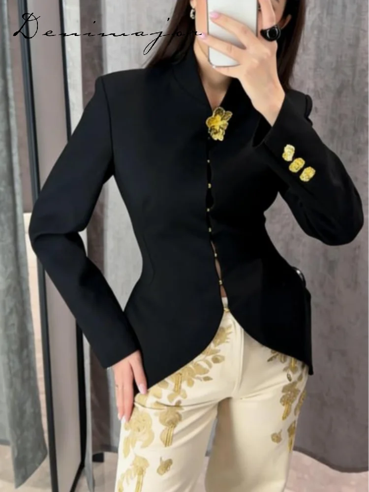 Mermaid Hem Long Sleeve Single Breasted Blazer for Women