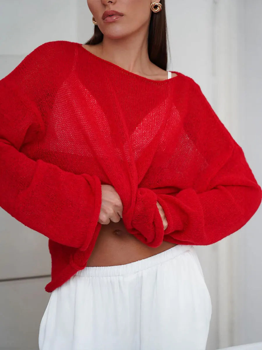 Sheer Hollow Knit Sweater