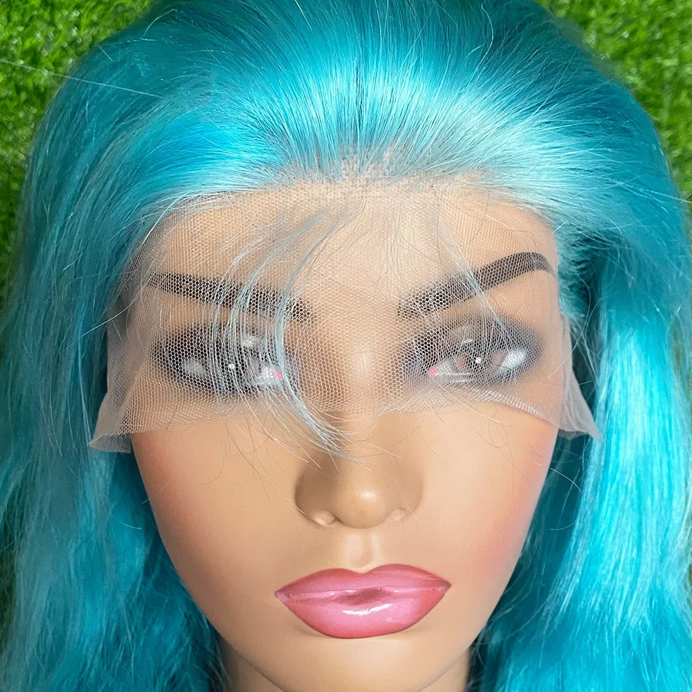 Preplucked Green Body Wave Lace Front Wig for Women