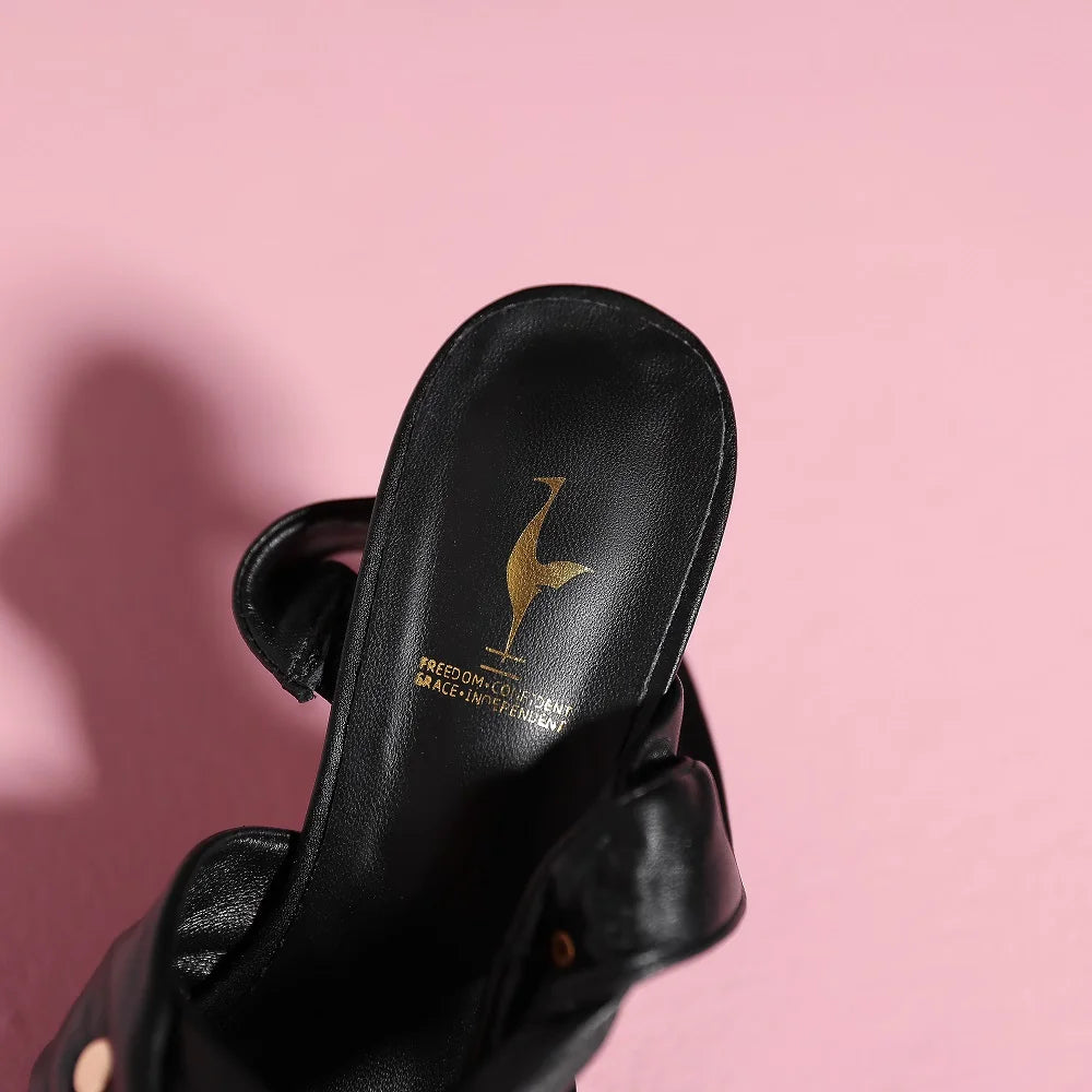 Elegant Real Leather Narrow Band Sandals for Women
