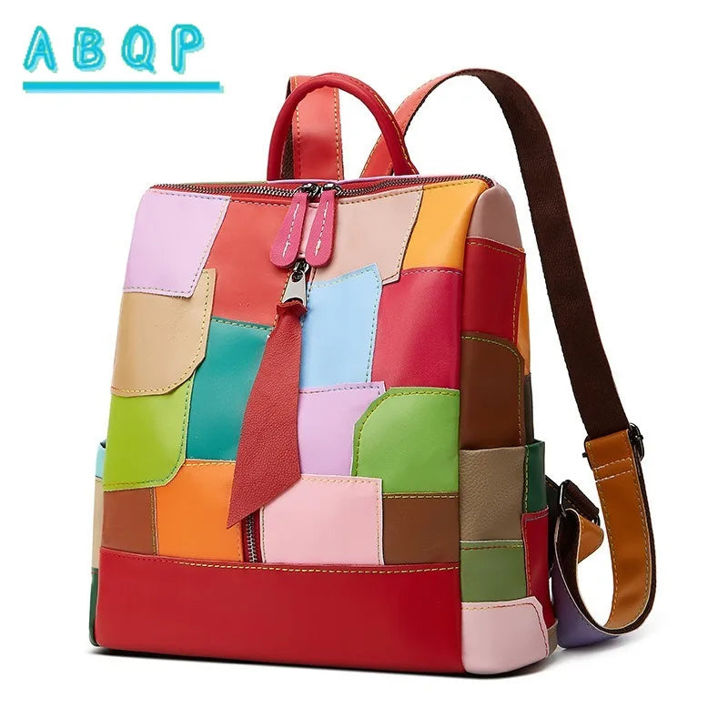 Large Capacity Internal Backpack Fashion Color Splicing Irregular Backpacks Outdoor Daily Handbag Casual Female Bag