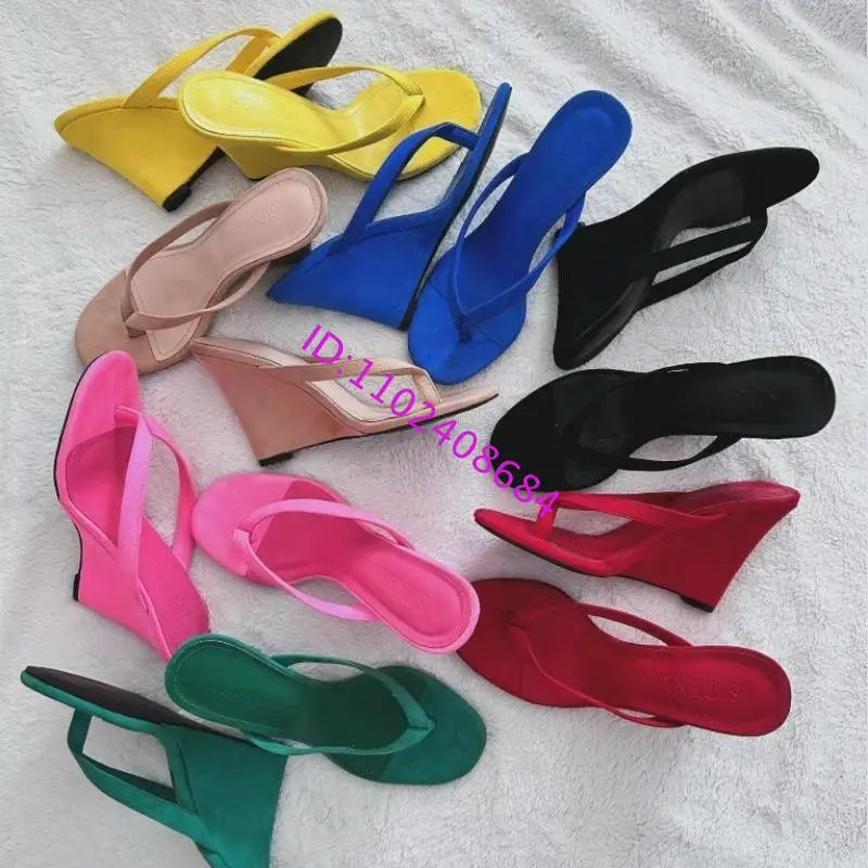 Comfortable Candy Color High Wedge Sandals For Women