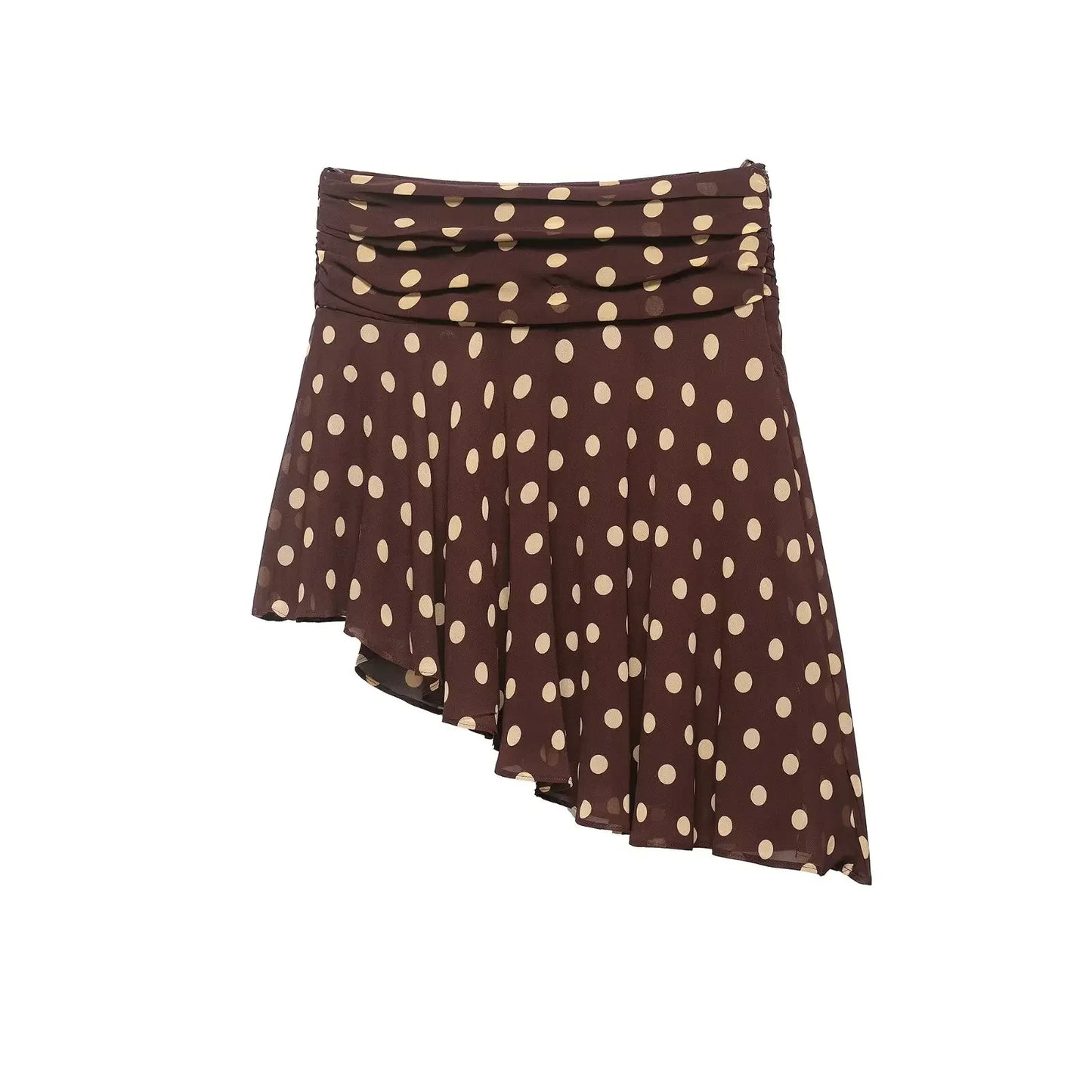 Chic Polka Dot Pleated High Waist Mini Skirt for Women