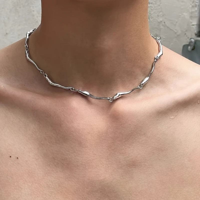 Punk Style Irregular Silver Tone Necklace