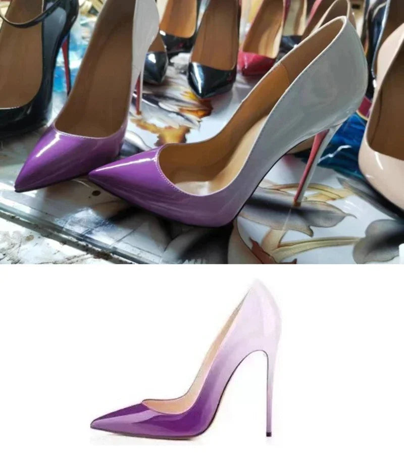 Pointed Patent Leather Slim High Heel Pumps for Women