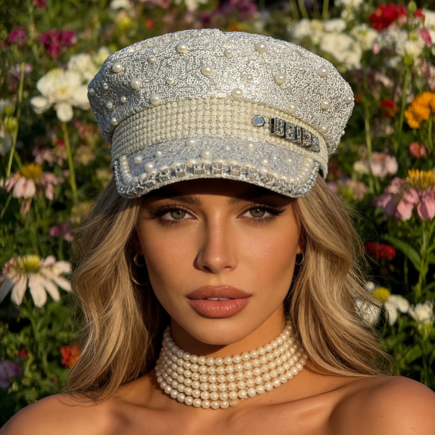 Black Luxury Steampunk Rhinestone Baseball Cap for Women
