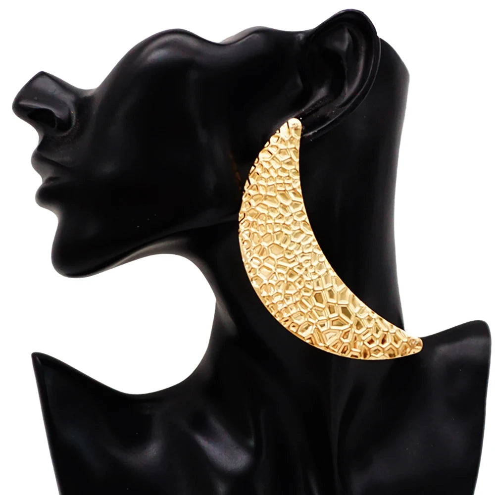 Fashion Jewelry Big Gold Color Round Geometric Earrings Dangle Drop Earrings For Women African Wedding Party Gifts