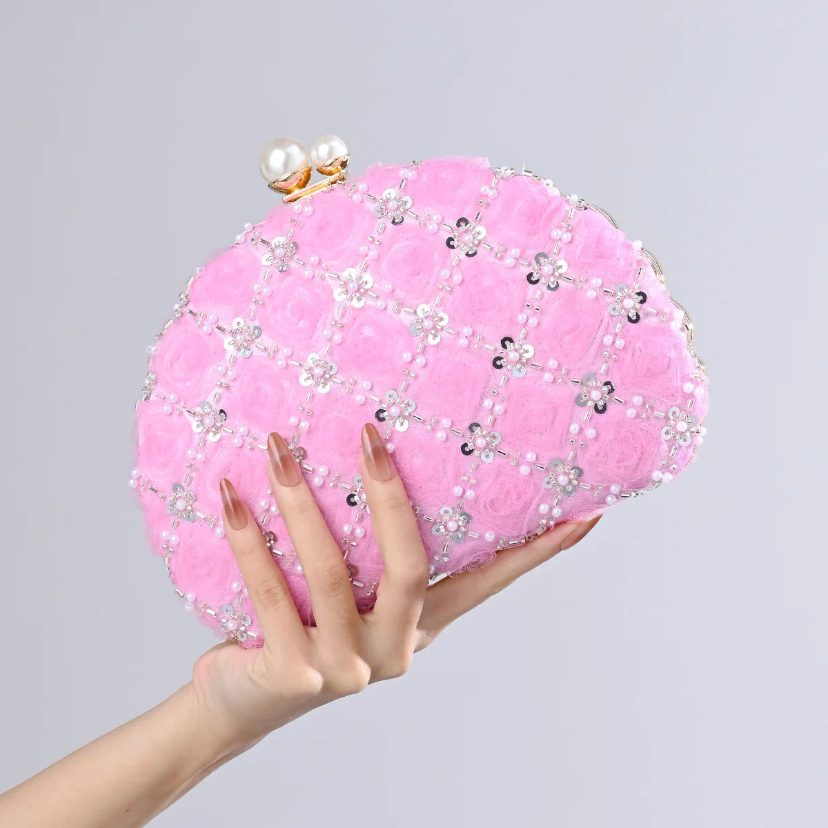Floral Rose Hard Shell Evening Clutch Bag for Women