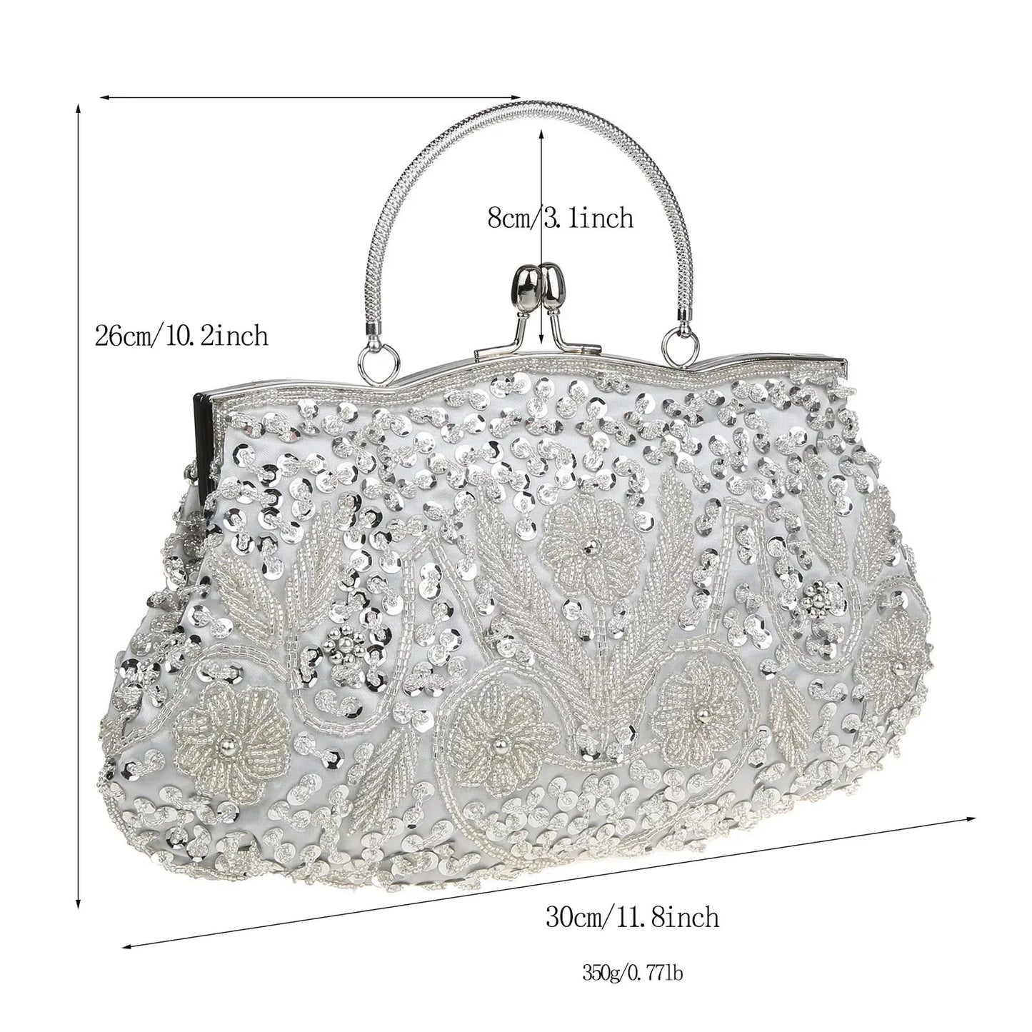 Retro Beaded Embroidered Evening Clutch Bag for Women