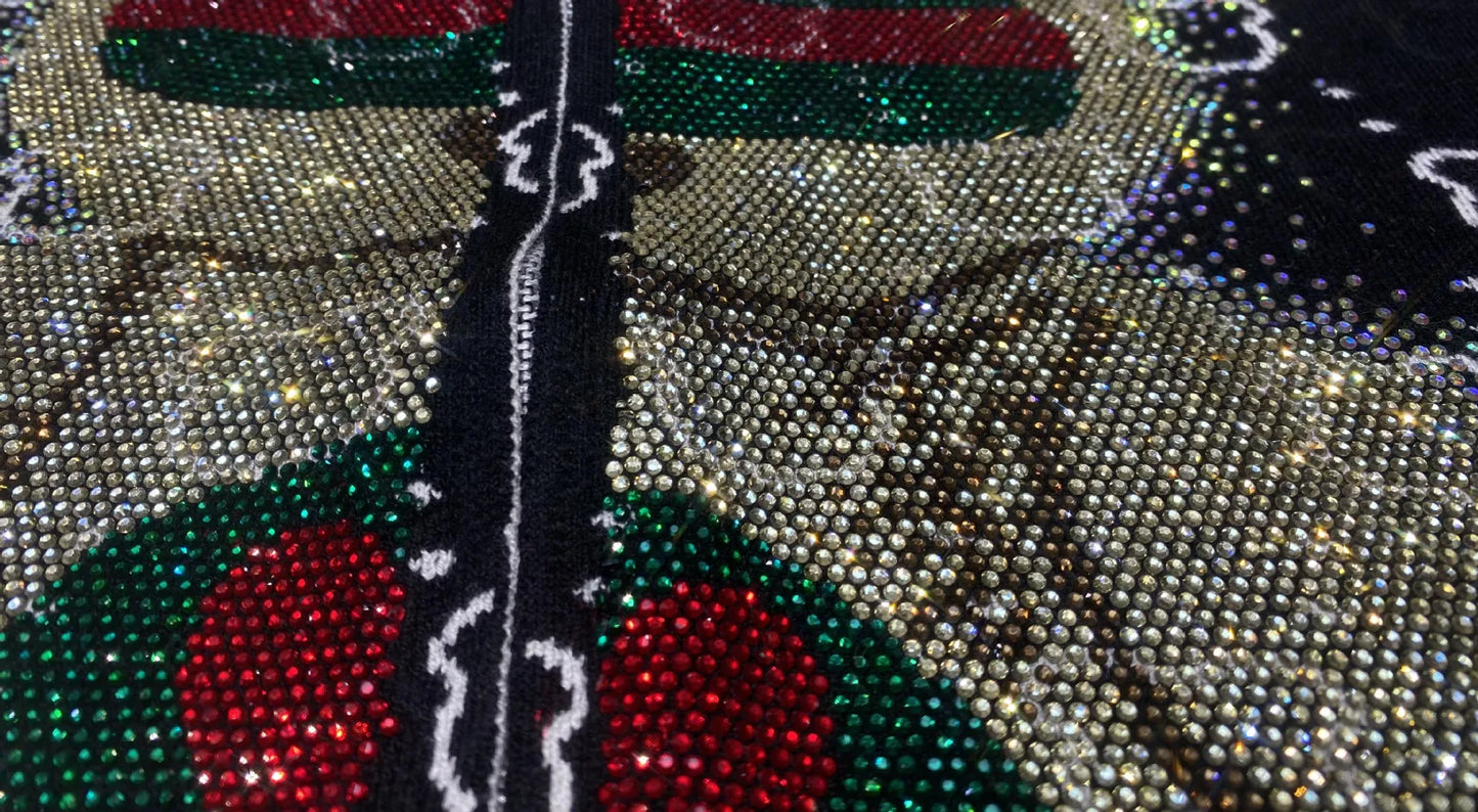 Fashion Bear Diamonds Side Stripe Pant Sets Women Autumn Tracksuit Zipper Sweater Loose Casual Two Piece Sets Womens Outifits