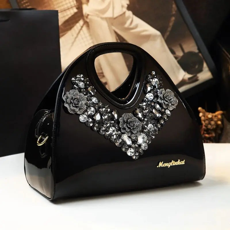 Designer Brand Fashionable Diamond-encrusted Dumpling Bag Genuine Leather Hand-held Crossbody Bags for Women Sac À Main Femme