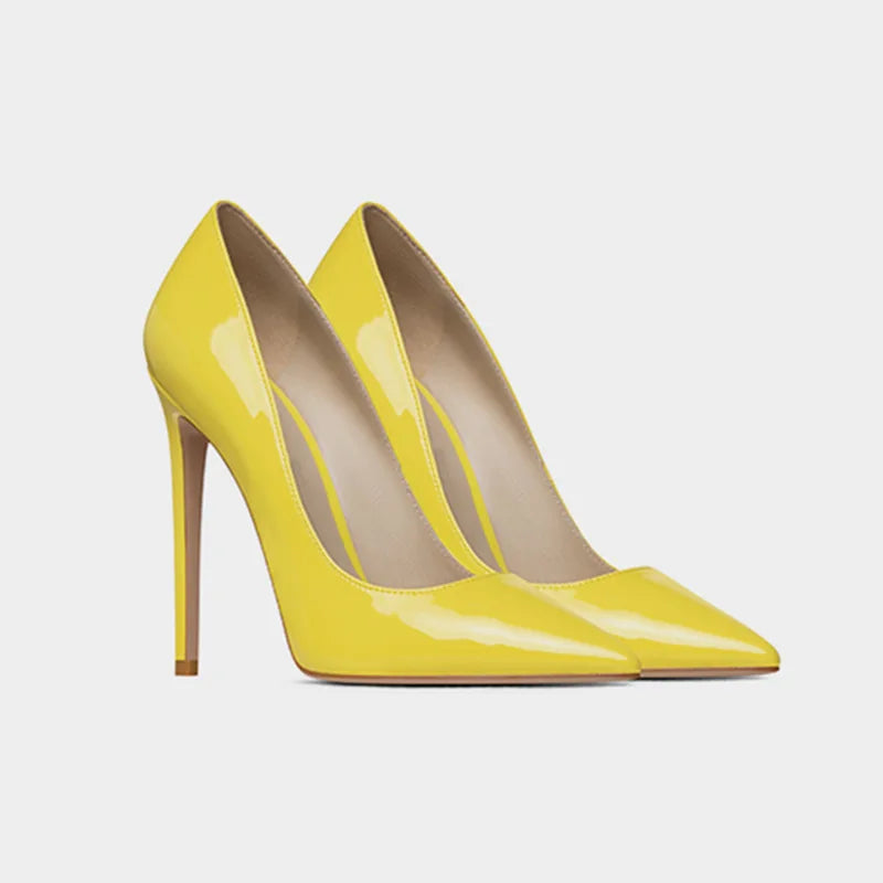 Solid Color Patent Leather Stiletto High Heel Shoes For Women