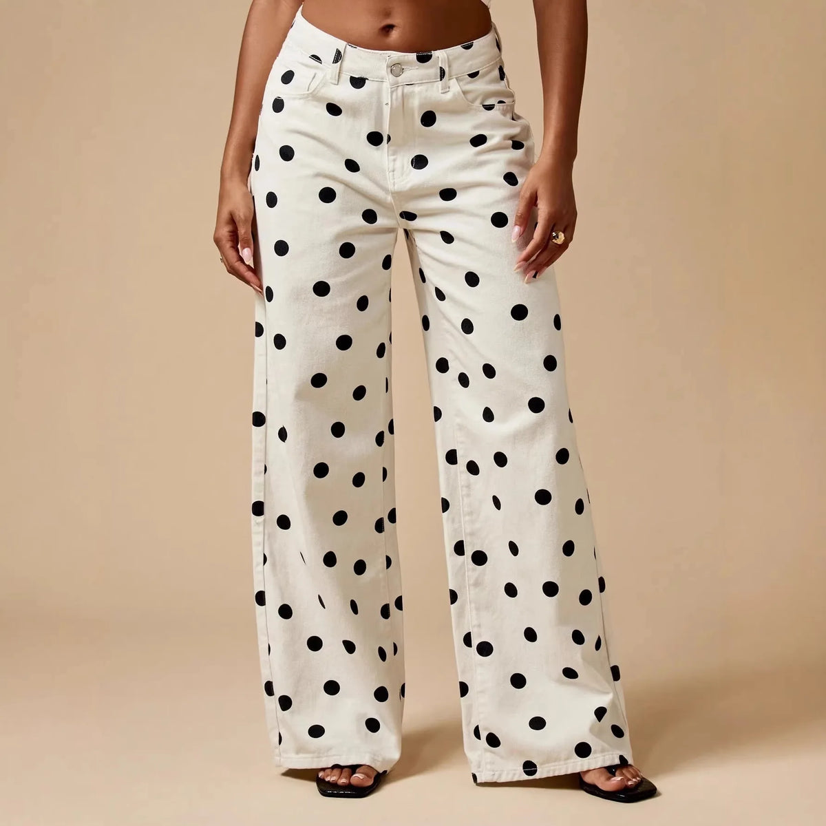 High Waisted Wide Leg Straight Denim Jeans For Women