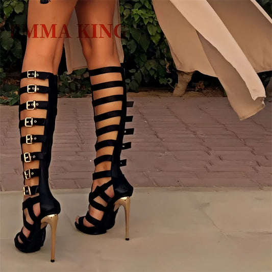 Buckle Peep Toe Gladiator Sandals