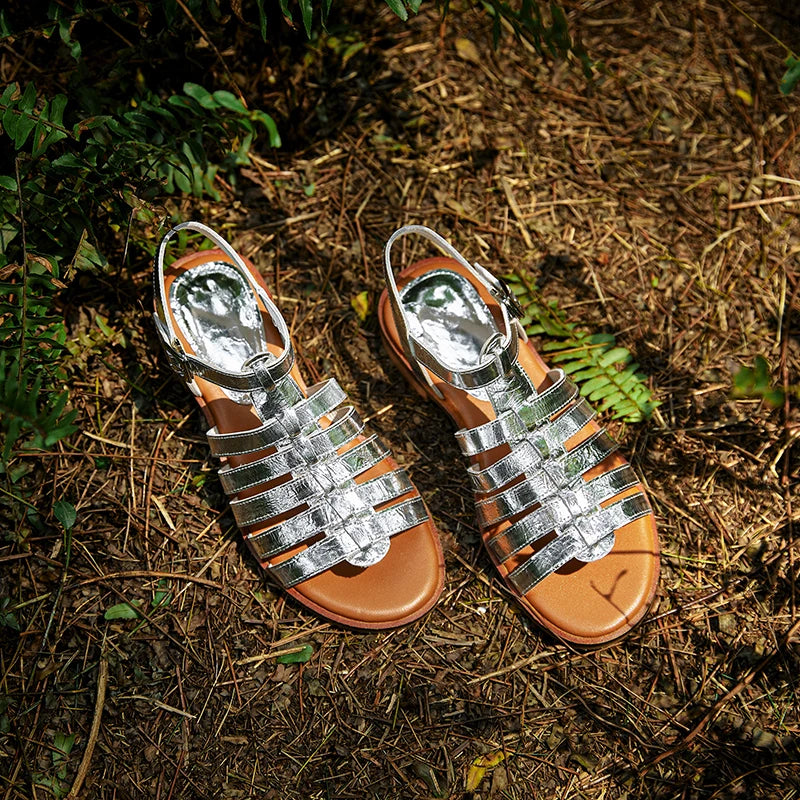 Summer Leather Handmade Gladiator Buckle Sandals for Women