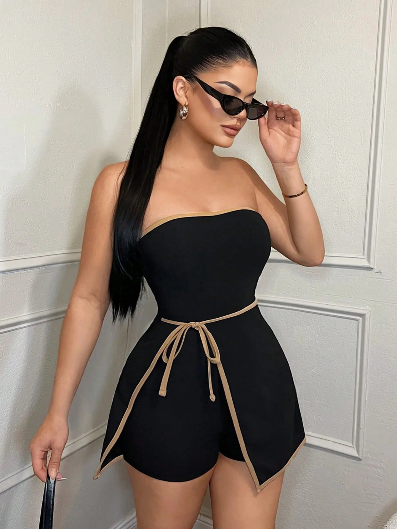 FAGADOER Sexy Striped Patchwork Bodycon Jumpsuits Women Solid Sleeveless Backless One Piece Rompers Female Streetwear Overalls