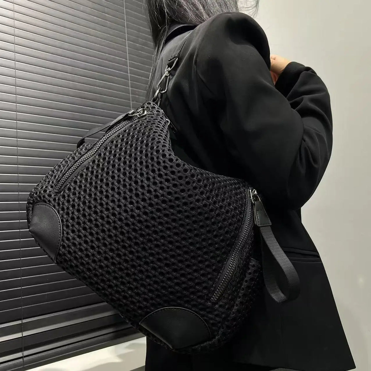 Retro Nylon Mesh Shoulder Bag With Large Capacity for Women