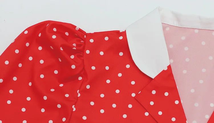 Elegant Polka Dot V Neck Puff Sleeve Mini Dress for Women