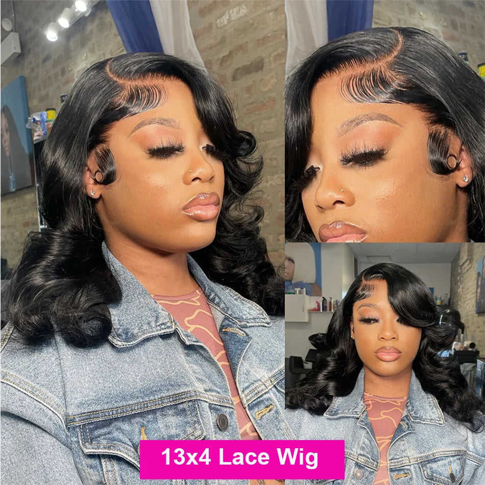 Body Wave Short Bob Human Hair Lace Front Wig for Women