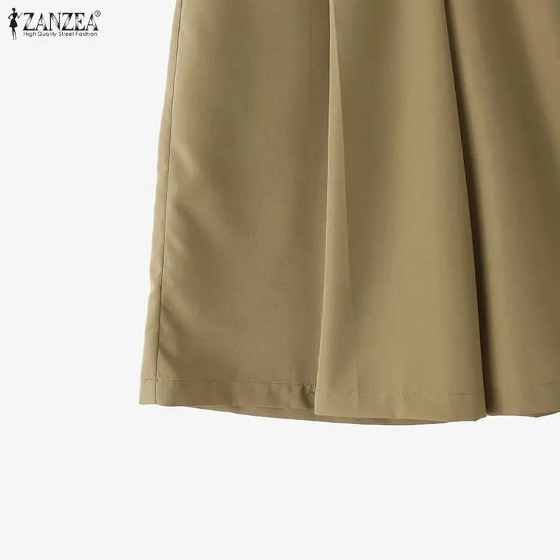 Casual Wide Leg Cropped Trousers With Elastic Waist for Women