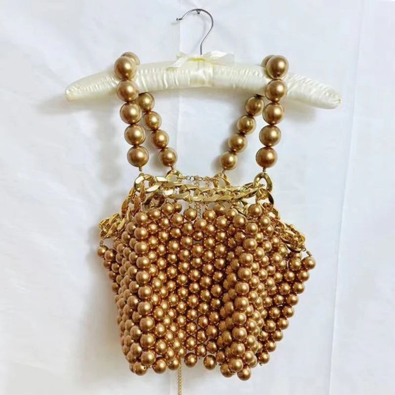 Vintage European Style Pearl And Gold Body Chain For Women