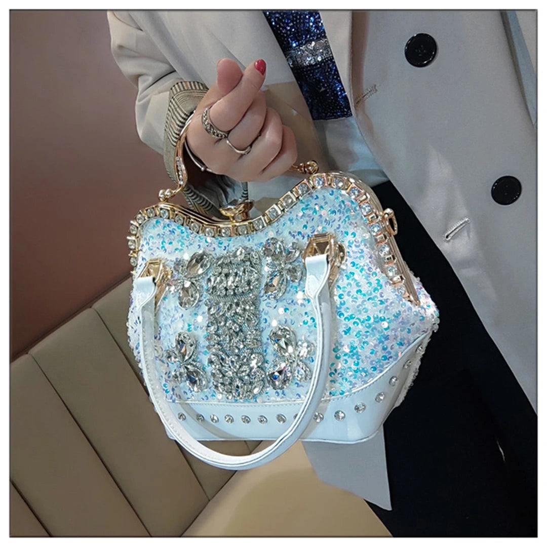 Crystal Sequin One Shoulder Crossbody Handbag for Women