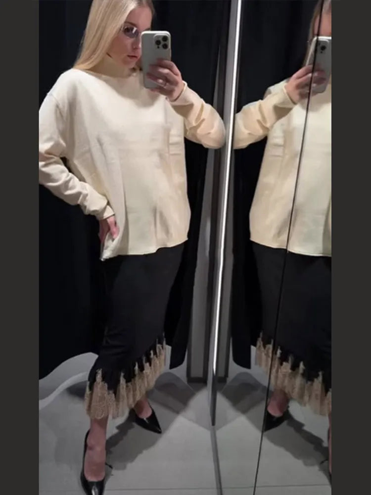 Lace Patchwork Women's Party Dress Loose High Waist Hip Package Long Dresses Female 2026 Spring Fashion Woman Evening Outwears