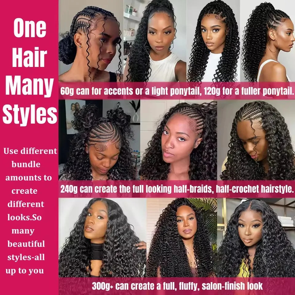 Deep Wave Human Hair Braiding Extensions for Women