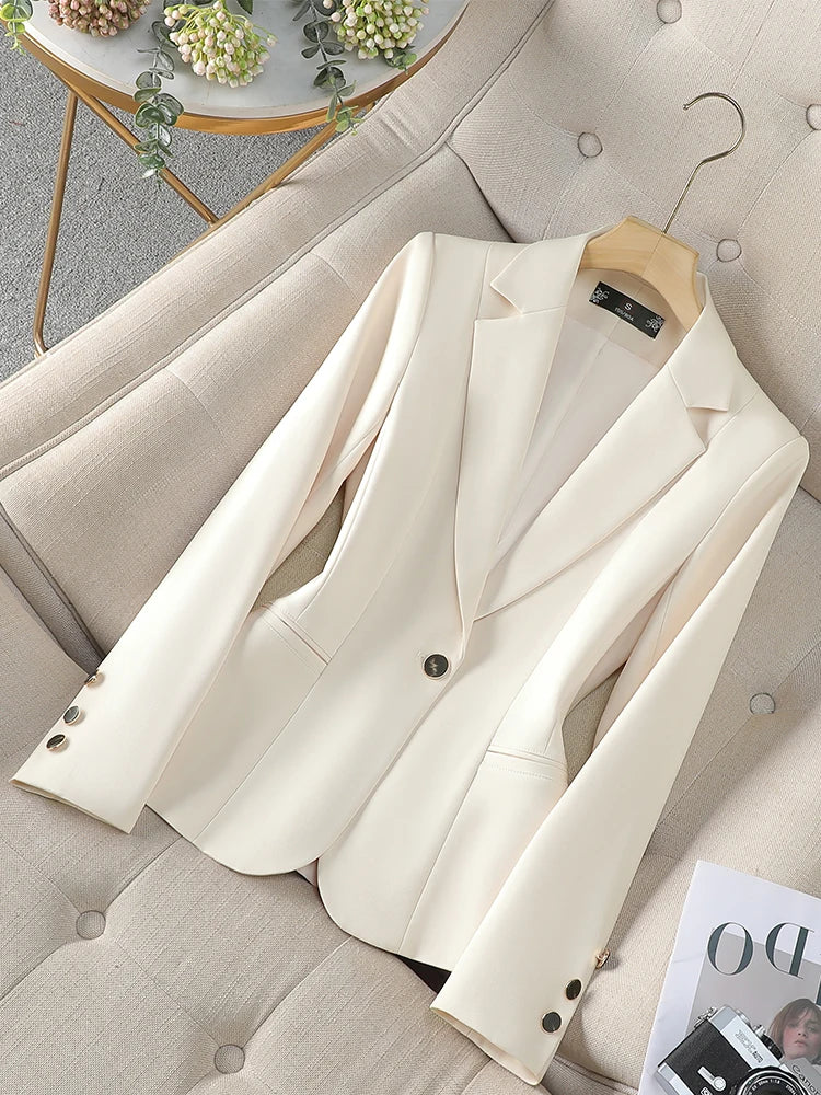 Fashion Ladies Blazer Coat Women Apricot Red Khaki Long Sleeve Female Business Work Wear Slim Formal Jacket For Autumn Winter