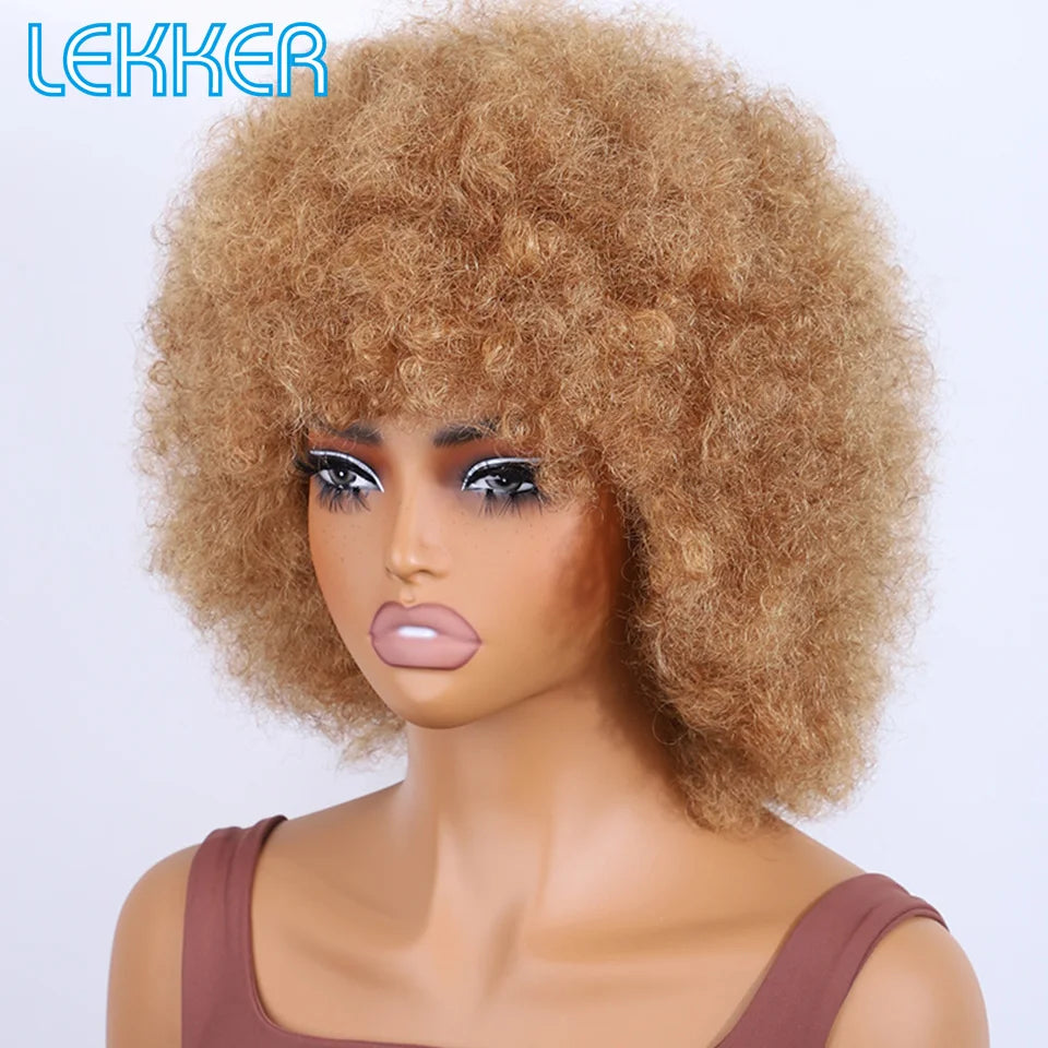Natural Short Curly Remy Human Hair Bob Wig for Women