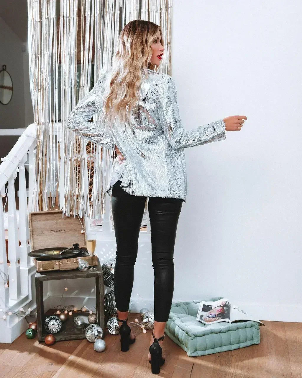 Customized 2025 New Women'sSequin Blazer Jackets Clothing Long Sleeve Elegant Jacket Autumn/Winter Collection Female Set
