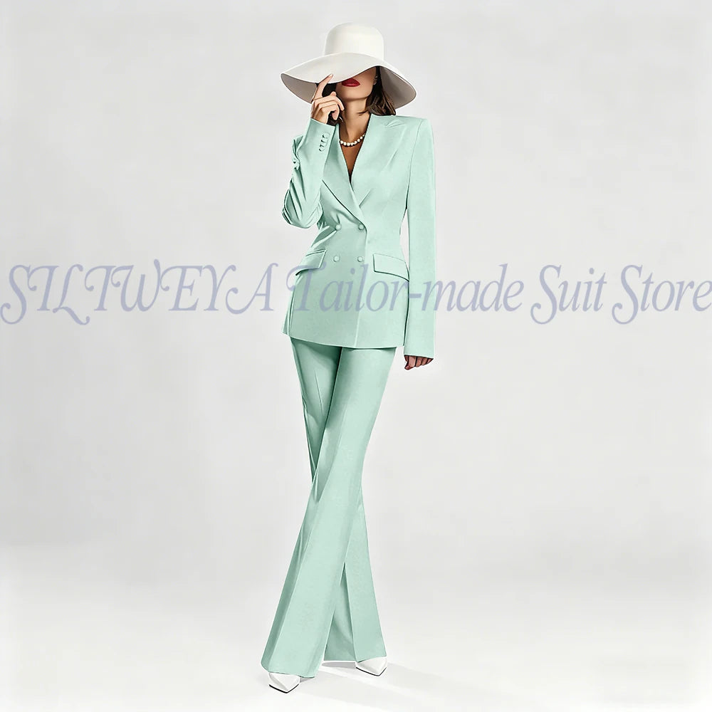 Slim Fit Double Breasted Blazer Suit Set for Women
