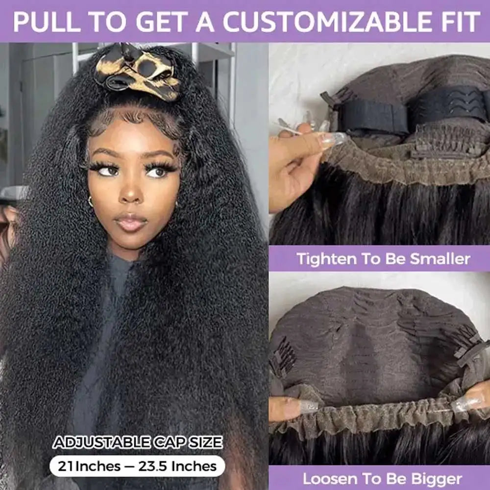 Glueless Kinky Straight Full Lace Human Hair Wig for Women