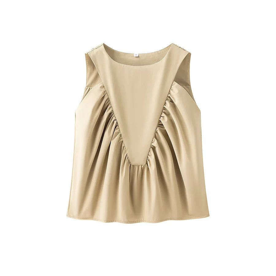 Versatile Casual Sleeveless Spliced Shirt for Women