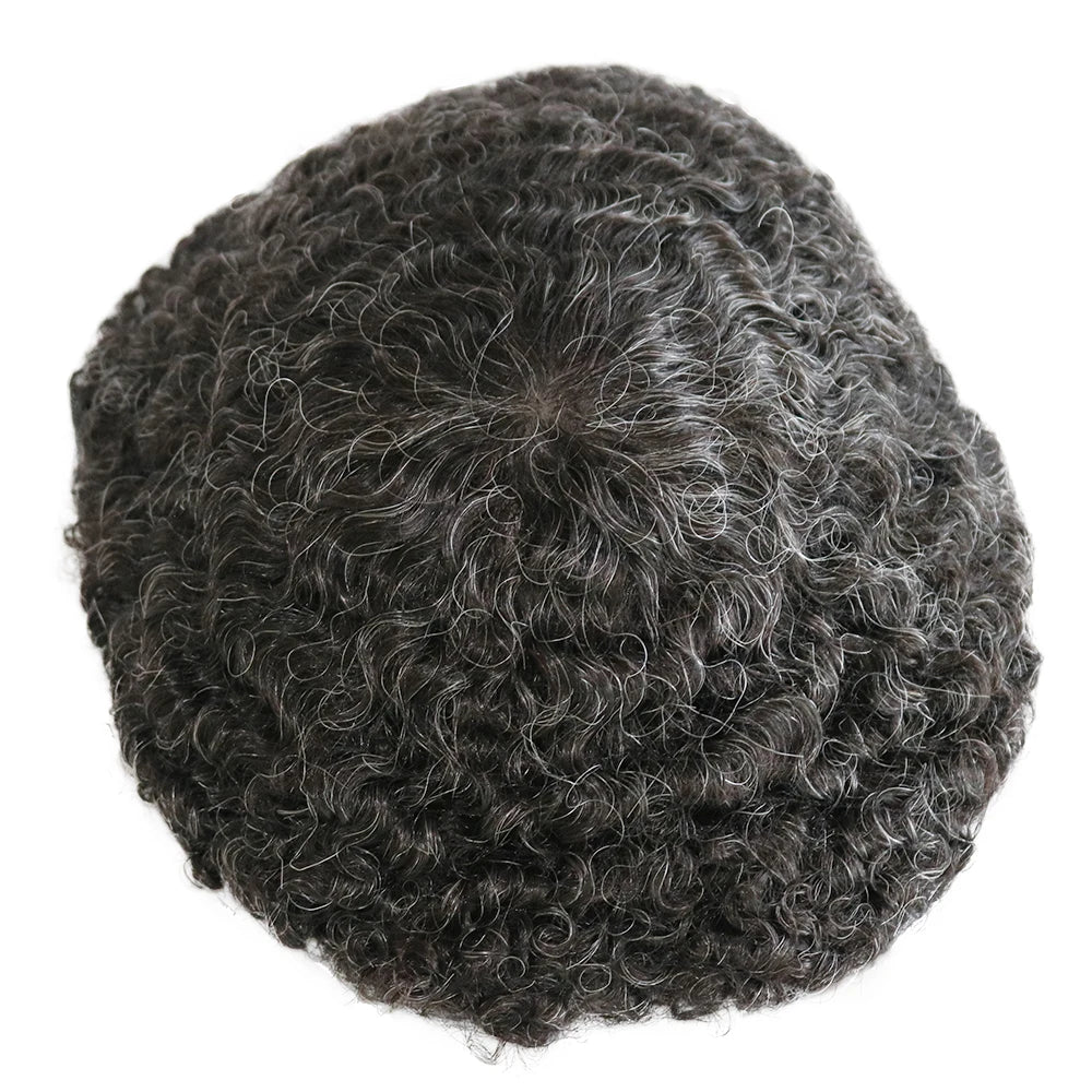 Afro Curly Remy Human Hair Toupee With Natural Hairline for Women