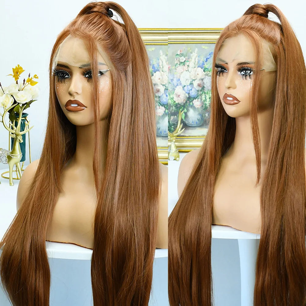 Grey Straight Lace Front Wig With Preplucked Hair for Women