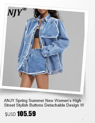 ANJY Summer New Women Chic Y2K Streetwear Elegant Ins Trendy Vintage Asymmetrical High Waisted Slimming Denim Split Skirt HK7080