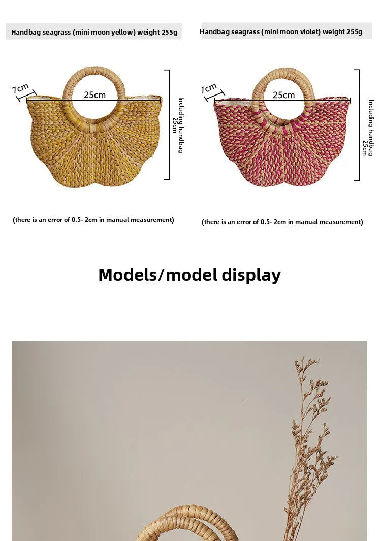 New Straw Woven Women's Bag Hand-woven Straw Women's Handbag Luxury Brand Personalized Fashionable Straw Beach Bag High Quality